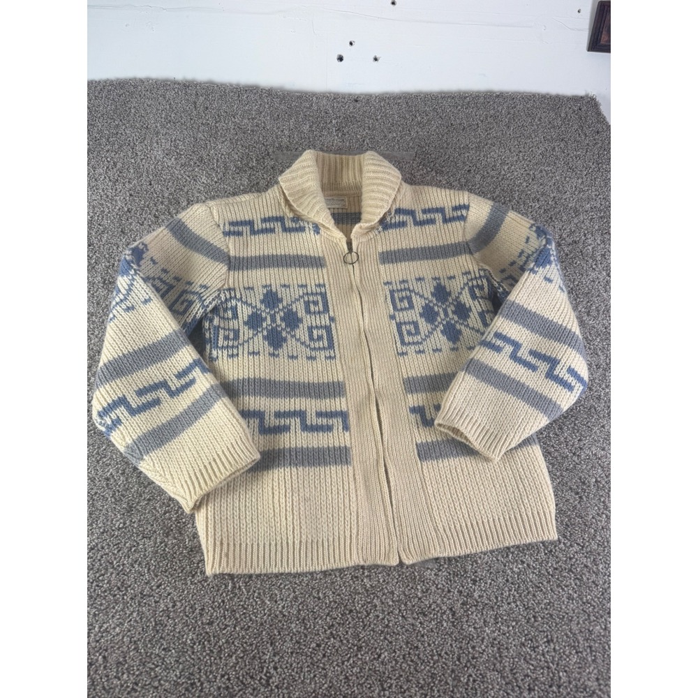 Vintage Pendleton High Grade Western Wear Wool Zip Cardigan Sweater Mens Medium